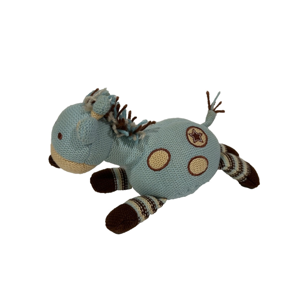 Kids Preffered 2009 Blue Giraffe Knit Stripe Star Plush Stuffed Animal Baby Toy